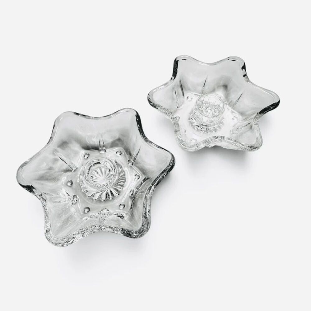 Clear Glass Flower Star Votive Candle Holders Romantic Shabby Chic Cottage Decor